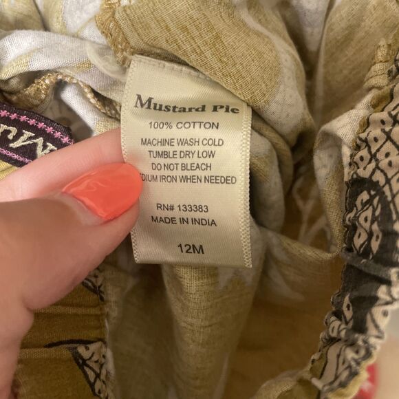 Mustard Pie Girls Ruffle Pants Size 12 Months Boho Lace Trim Fall Colors Palazzo - Picture 6 of 6